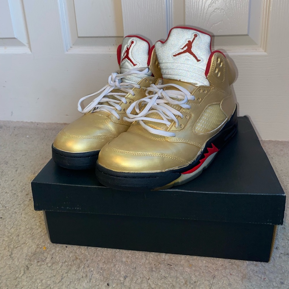 Air Jordan 5 Fire Red Custom - Gold Edition | Size 8